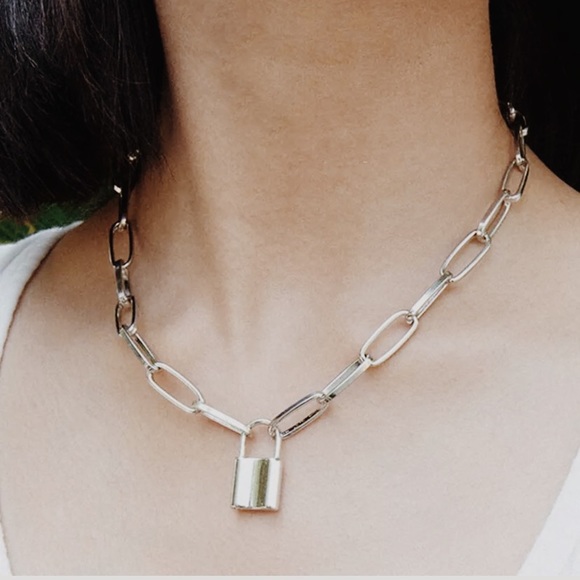 no brand Jewelry - l a s t   one | silver chain lock necklace ✧